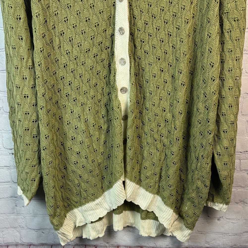 BloomChic Light Green Pointelle Cardigan Plus Size 6X 30 - Picture 6 of 7